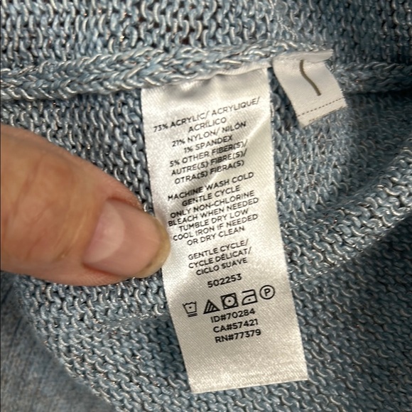 Ann Taylor Blue-Gray Cardigan Sweater with Metallic Sparkle Threads. EUC - Picture 7 of 7